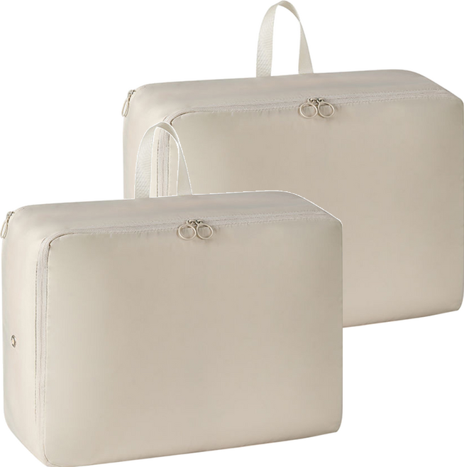 MODCON 摩肯 雙拉鍊羽絨衣物壓縮收納包 斜紋布+防潑水尼龍布 旅行收納