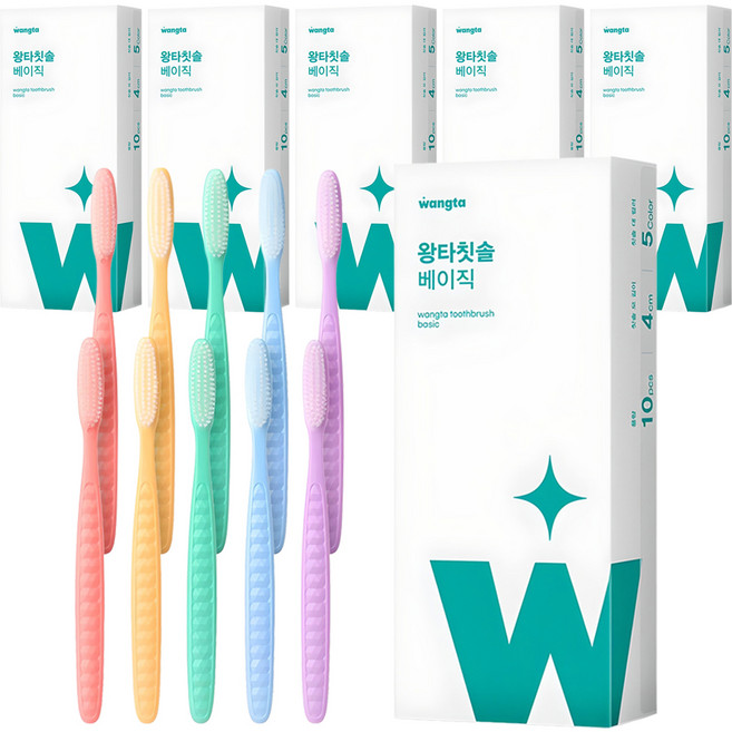 왕타 통칫솔 파스텔 세트, 10개입, 6개