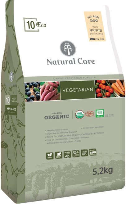 네츄럴코어 전연령 강아지 에코10 건식사료, 채소, 5.2kg, 1개