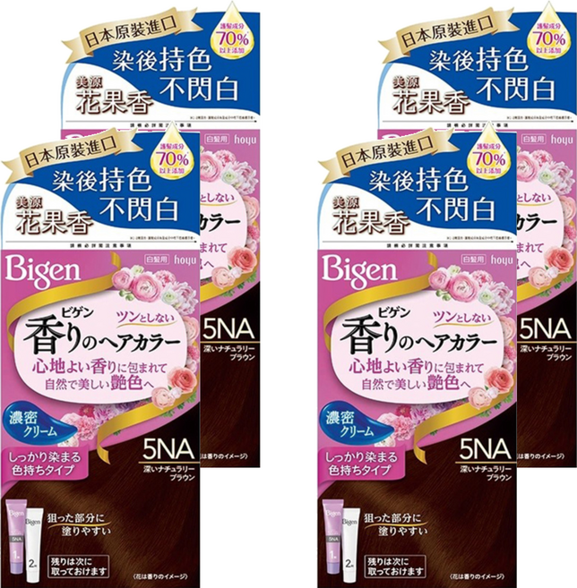 Bigen 美源 花果香快速染髮霜, 5NA自然暖棕色, 4盒