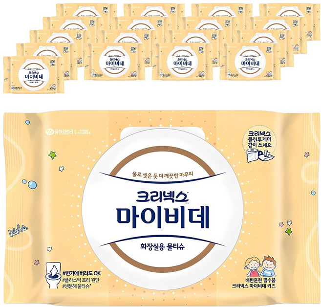 마이비데 키즈 화장실용 물티슈 캡형, 40매, 18개