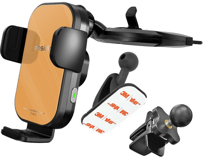 옵시디언 차량용 휴대폰 무선충전 거치대 세트 CT-W16 + CT-H20, 카멜, CT-W16(거치대) + CT-H20(CD슬롯)