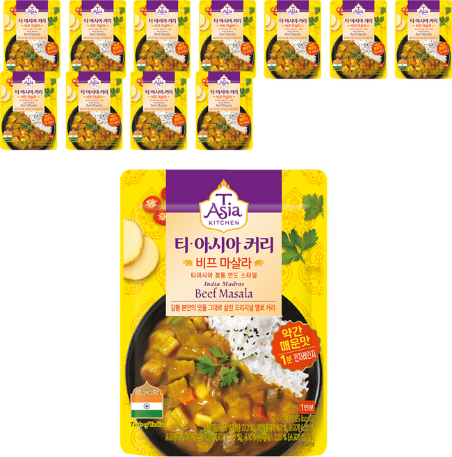 티아시아키친 비프 마살라 커리, 170g, 12개
