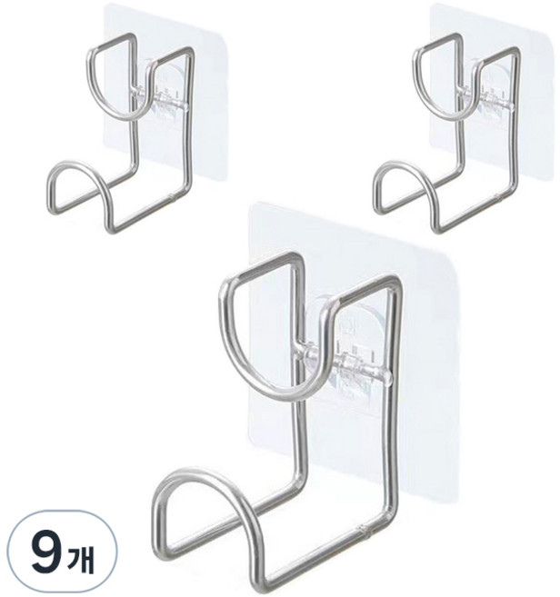 리빙홈디테일 홈 다용도 세면대 접착 걸이, 투명, 9개