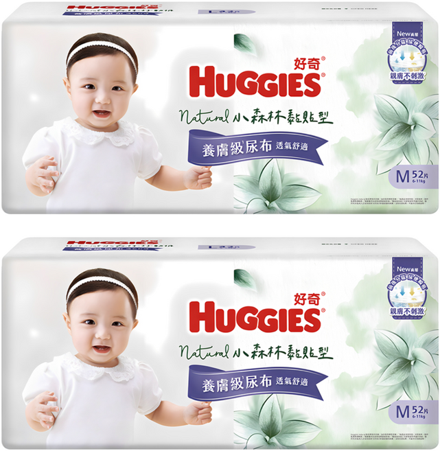 HUGGIES 好奇 小森林黏貼型紙尿褲/尿布 6~11kg 30837, M, 104片