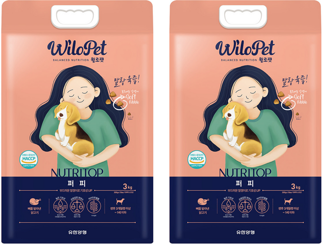 윌로펫 퍼피 뉴트리탑 소프트 사료, 닭, 3kg, 2개