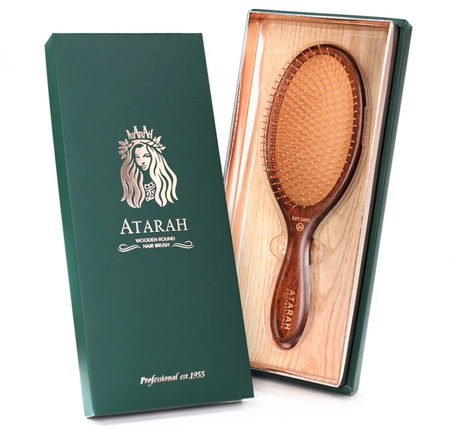 아타라 VIP 패키지 금핀 두피마사지 브러쉬, Wood Brown + Gold, 1개 - 쿠팡
