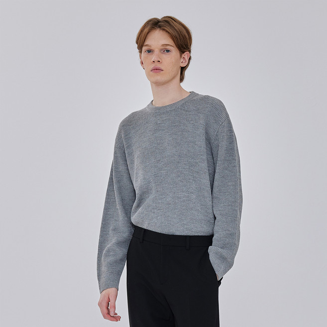 마인드브릿지 남녀공용 라운드 세미 오버핏 니트 MAKT71A2