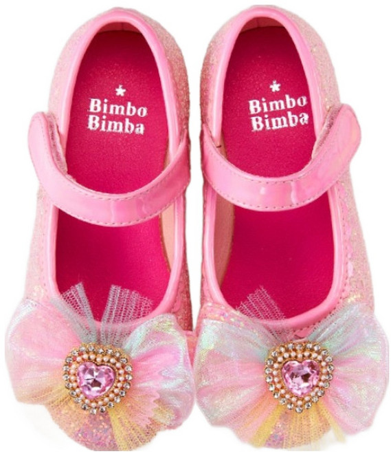 빔보빔바 여아용 리본 메리제인 글리터 LED 구두