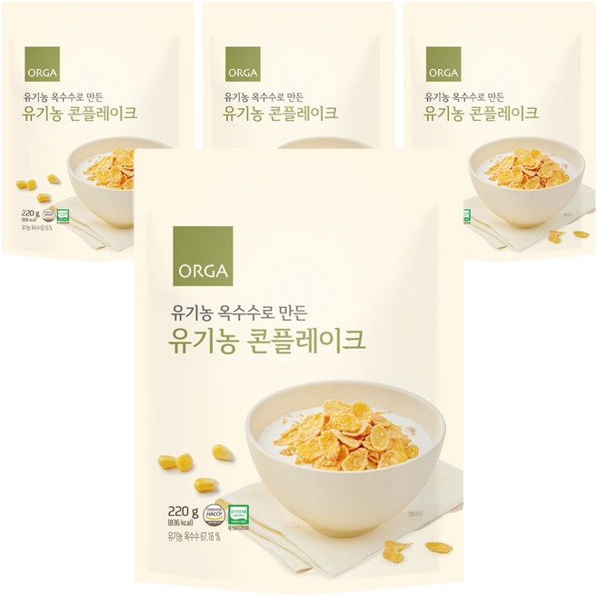 올가홀푸드 유기농 콘플레이크 시리얼, 220g, 4개