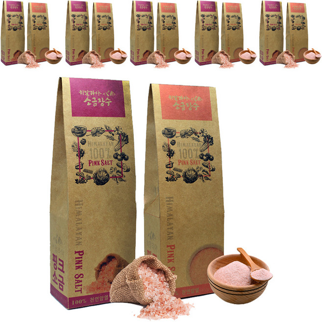 히말라야 소금장수 핑크소금 가는입자 300g + 굵은입자 300g, 600g, 6세트