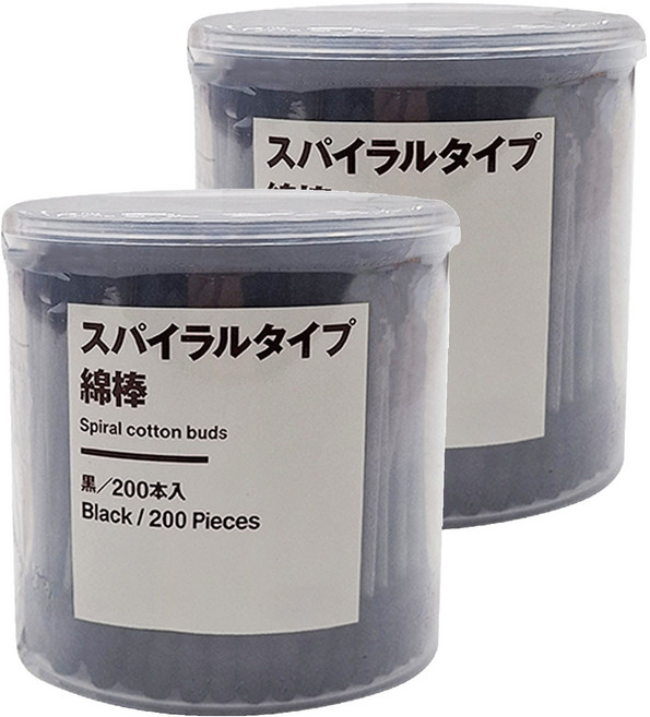 MUJI 無印良品 棉棒 黑色, 200支, 2罐