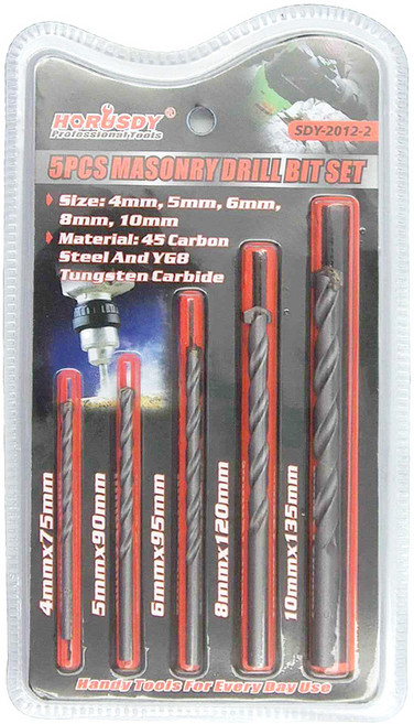 HORUSDY 5個水泥鑽尾組 4mm 5mm 6mm 8mm 10mm 45號碳鋼和YG8鎢鋼, 1組