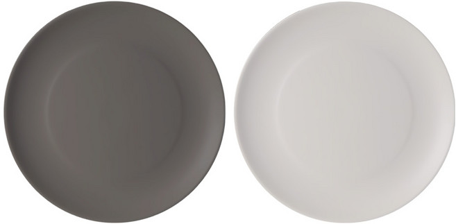 Nineware Friends系列餐盤組, 26cm2個, 1組, 象牙色 + 灰色