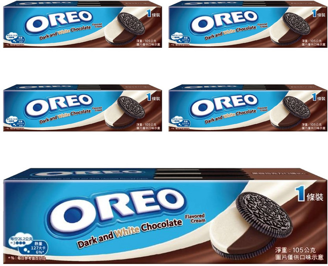 OREO 奧利奧 夾心餅乾 黑白巧克力口味, 105g, 5盒