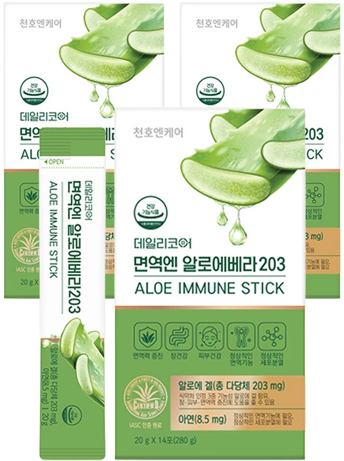 데일리코어 천호엔케어 면역엔 알로에베라203 14p, 280g, 3박스 - 쿠팡