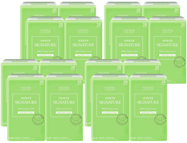 내츄럴코튼 시그니처 팬티라이너, 롱, 28개입, 16세트