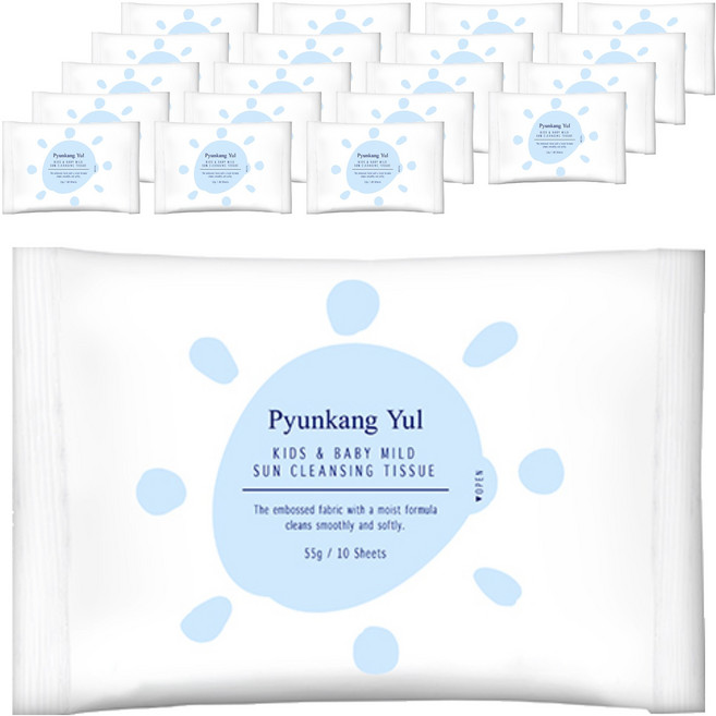 편강율 아동용 마일드 선 클렌징 티슈 리필형, 10매, 20개