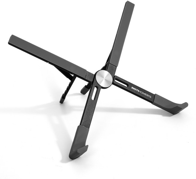 로티홈시스 접이식 휴대용 알루미늄 노트북 거치대 + 휴대용 파우치 세트, 1세트, 블랙