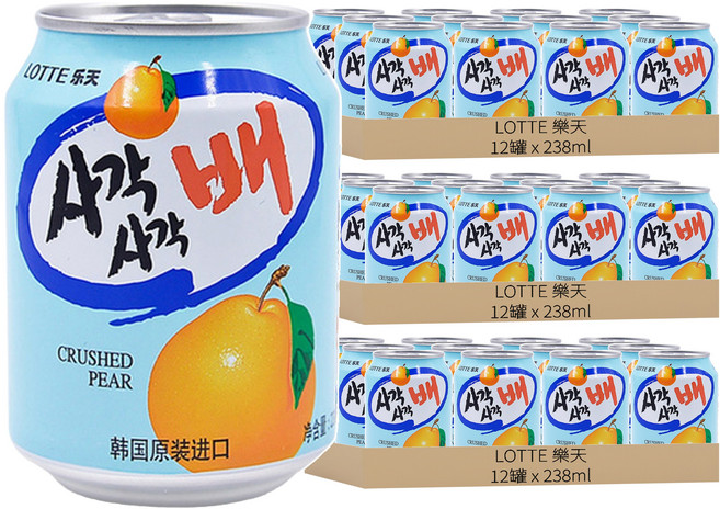 LOTTE 樂天 水梨汁禮盒, 36罐, 238ml