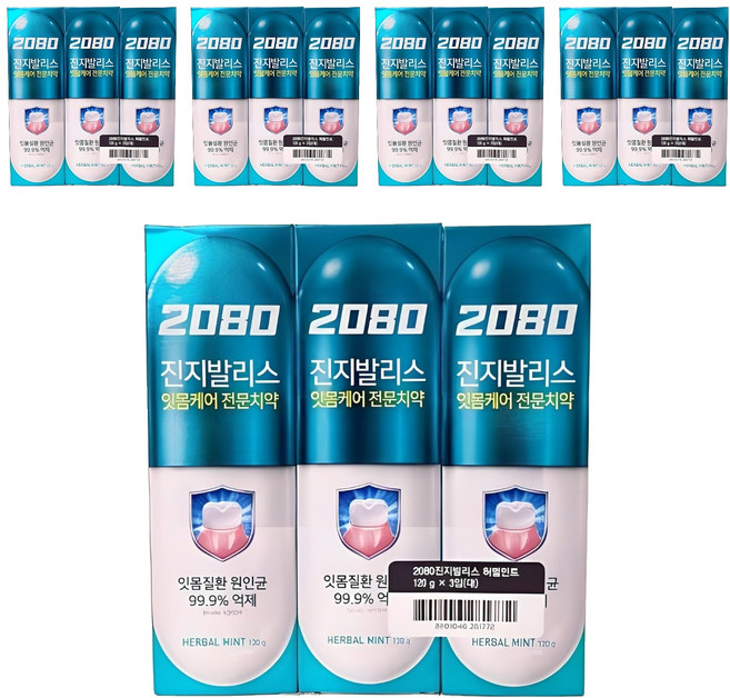 2080 진지발리스 허벌민트향 치약, 120g, 1개입, 15개