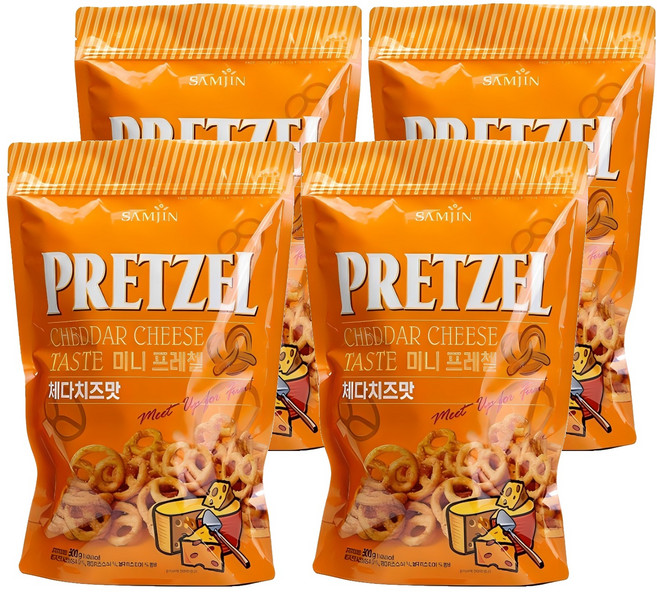 SAMJIN 三進 迷你蝴蝶脆餅 切達起司口味, 4包, 300g