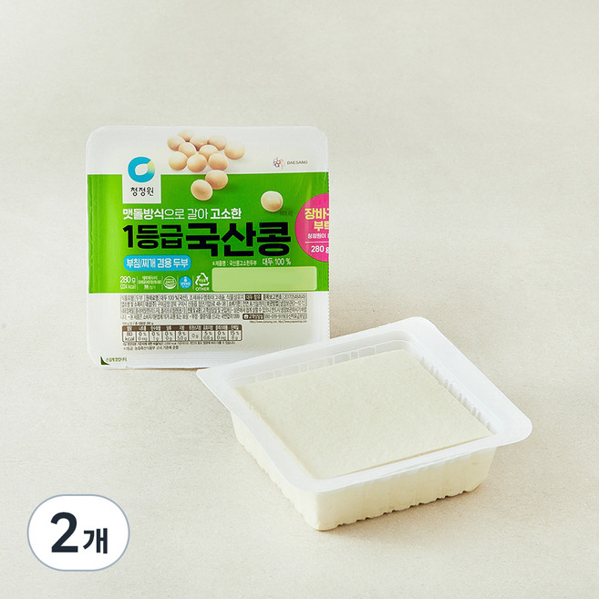 청정원 국산콩 고소한 두부, 560g, 2개