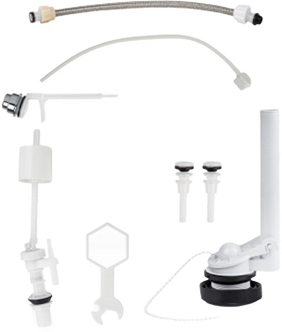두진 바스 측면 버튼형 무소음 양변기 부속품 + 조립 공구 세트, 혼합색상