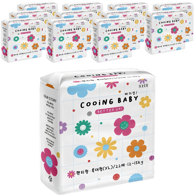 Cooing 베러업 팬티형 기저귀, 특대형(XL), 264매