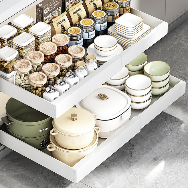 모던홀릭 슬라이딩 선반 레일 길이조절 철제 수납함 중형 31~53cm, 1단, 화이트, 1개