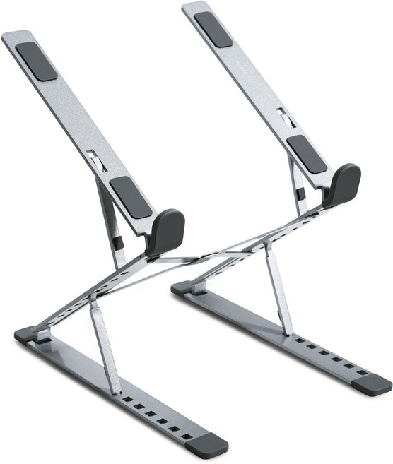 로티홈시스 접이식 휴대용 알루미늄 노트북 거치대 + 휴대용 파우치 세트 프로, 1개, 실버