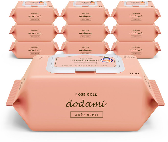 도담이 로즈골드 유아 물티슈 캡형, 10개, 100매, 40g