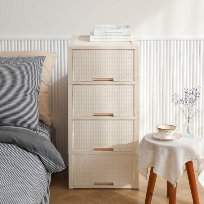코멧 국내생산 라탄 서랍장, 아이보리, 4개