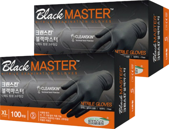 크린스킨 마스터 니트릴장갑, 블랙, XL, 2개