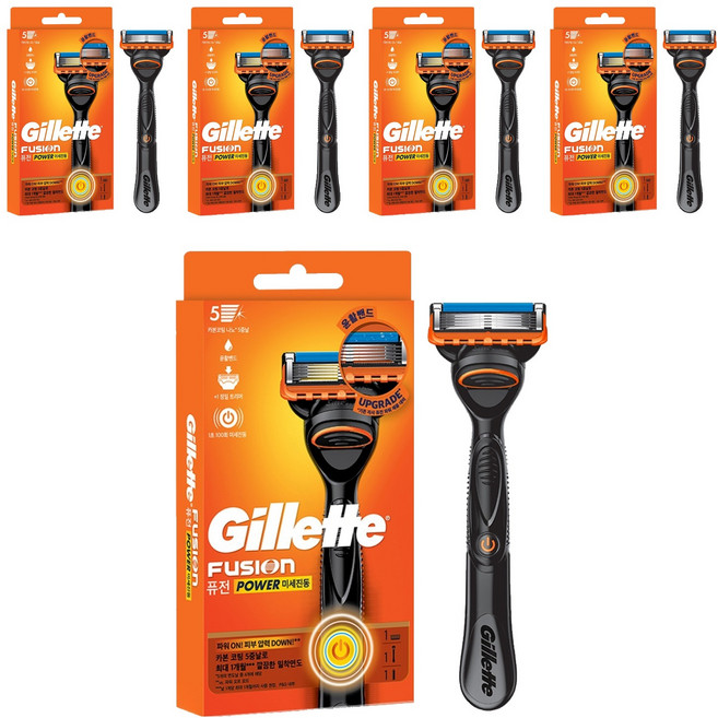 Gillette 吉列 Fusion Power 刮鬍刀柄 + 刀片組, 5套, 2入