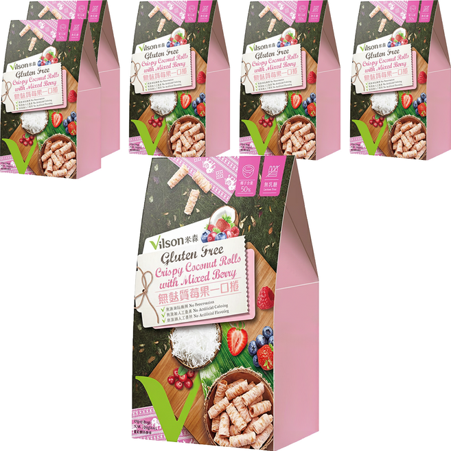 Vilson 米森 無麩質莓果一口捲 5包, 85g, 6袋