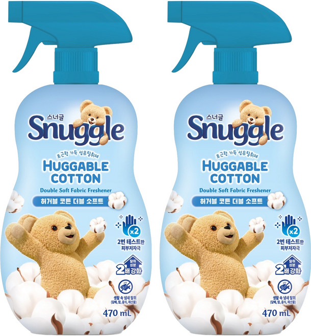 스너글 허거블 코튼 더블 소프트 섬유탈취제 본품, 470ml, 2개