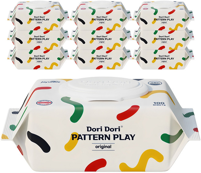 도리도리 패턴플레이 오리지널 아기물티슈 캡형, 55g, 100매, 10개