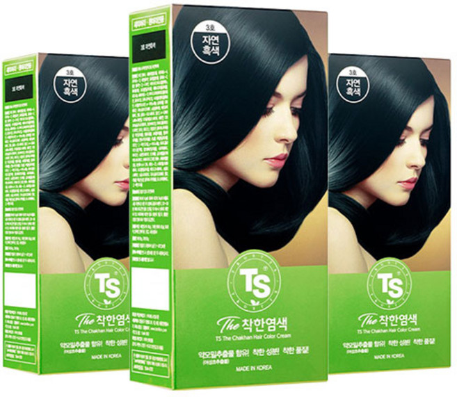 TS 더착한염색 염모제, 3호자연흑색, 3개