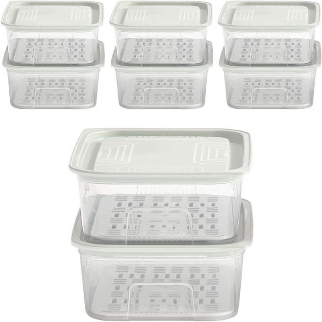 이지앤프리 프레쉬 채반 냉장고 정리용기 세트, 2세트, 1250ml(4P) + 채반(4P)