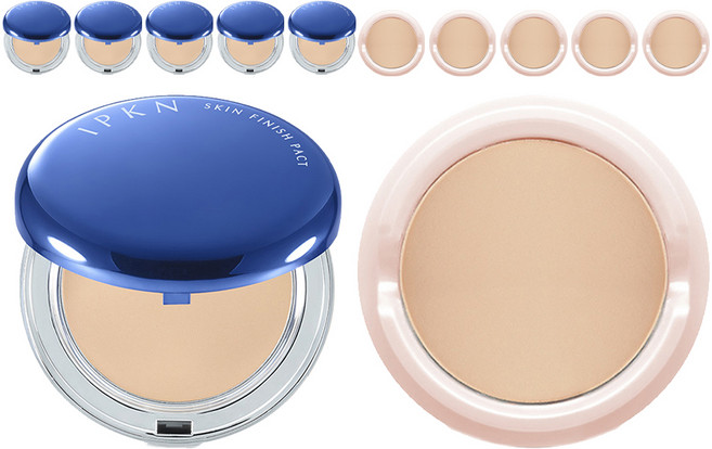 IPKN SKIN FINISH 粉餅定妝蜜粉 正裝 14g + 補充蕊 11g, 21號裸米色, 6個