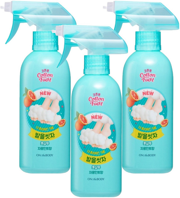 온더바디 코튼풋 발을 씻자 풋샴푸 자몽 민트향, 1개입, 3개, 385ml