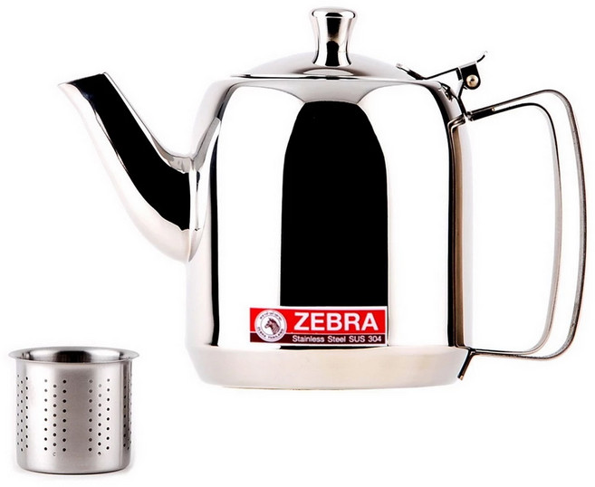 ZEBRA THAILAND 斑馬牌 304不銹鋼濾壺/泡茶壺 附濾網, 銀色, 1L, 1個