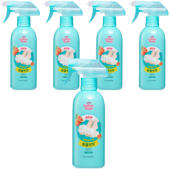 온더바디 코튼풋 발을 씻자 풋샴푸 자몽 민트향, 1개입, 5개, 385ml