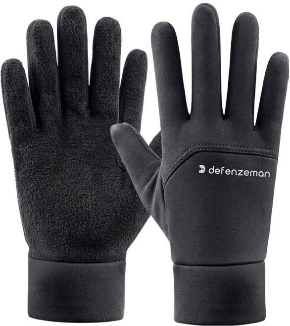 디펜즈만 기모 방한 방수 스마트폰 터치장갑, 블랙, 1개