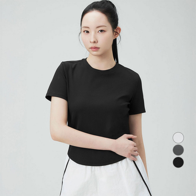 아피나르 여성용 서포트 핏 액티브 나일론 탄탄 립 티셔츠