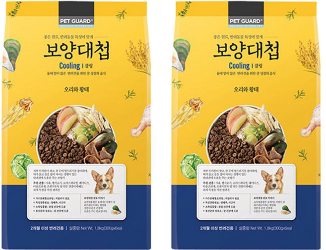 보양대첩 전연령 쿨링 강아지 건식사료, 가수분해 오리, 1.8kg, 2개