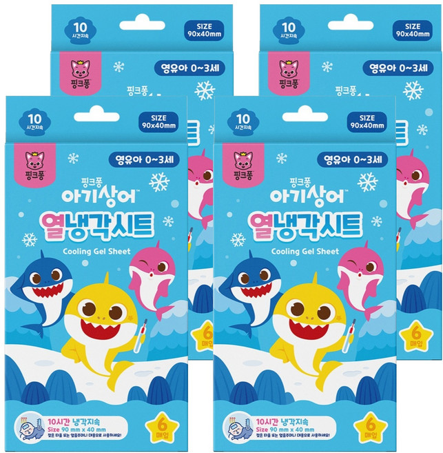 아텍스 영유아용 핑크퐁 아기상어 열냉각시트, 6개입, 4개