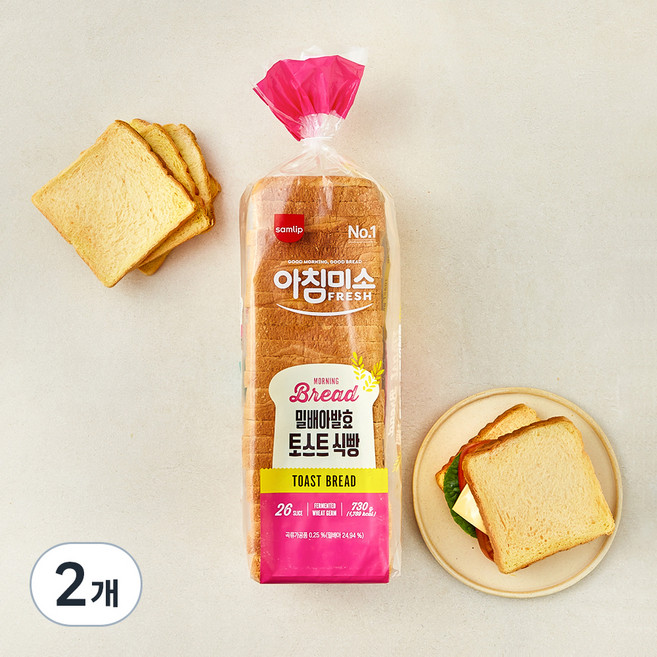 삼립 밀배아발효 토스트 식빵, 730g, 1개입, 2개