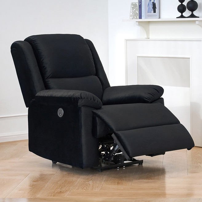 웰퍼니쳐 리우 전동 리클라이너 1인 소파 방문설치, 블랙